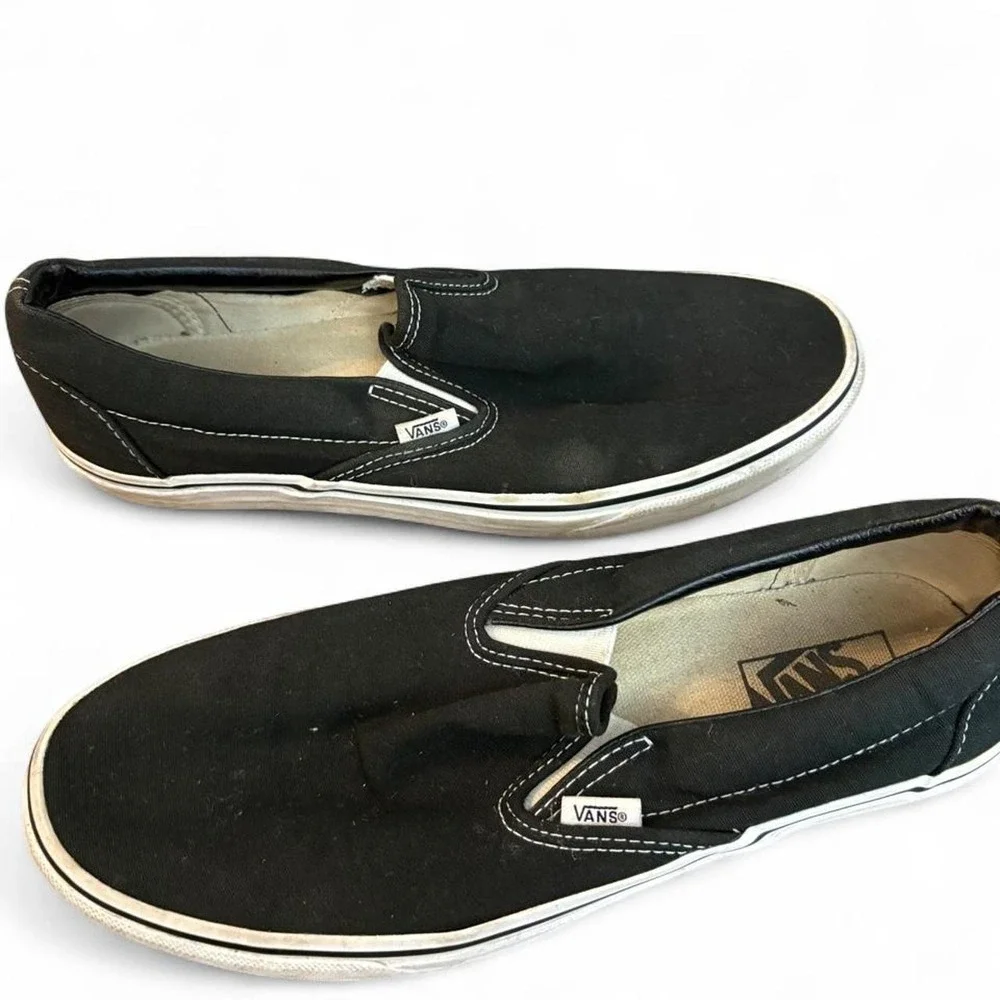 Vans Classic Slip On Black Canvas Shoes Men's 9.5 Women's 11 Skate Sneakers